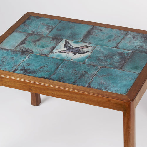 Frits Henningsen Blue Tile Ceramic Top Side Table